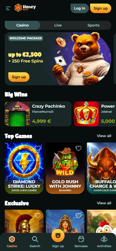 Honeybetz_Casino_homepage_mobile