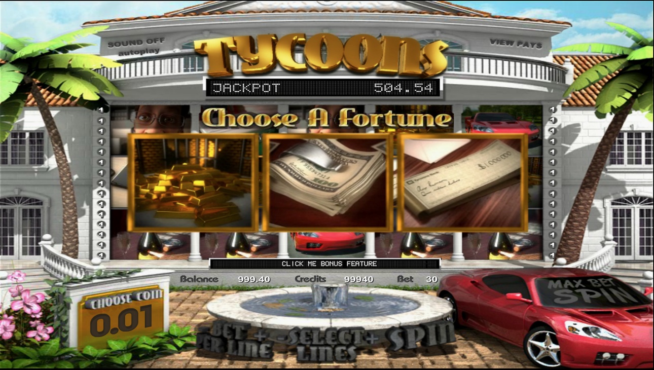 Tycoons slot machine bonus feature