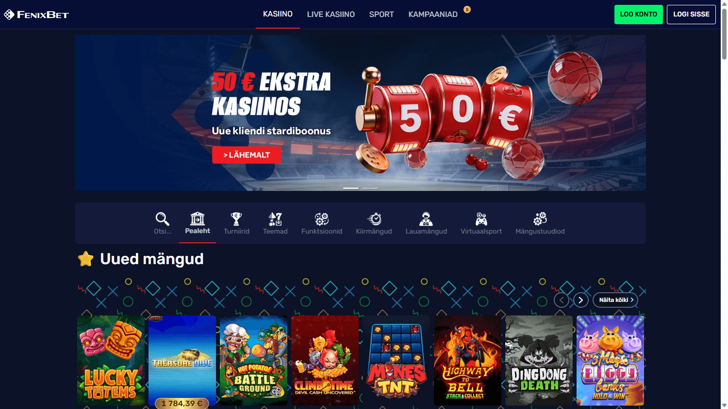 Fenixbet_Casino_homepage_desktop