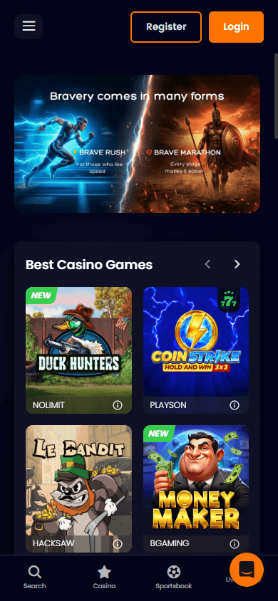betbrave_casino_homepage_mobile
