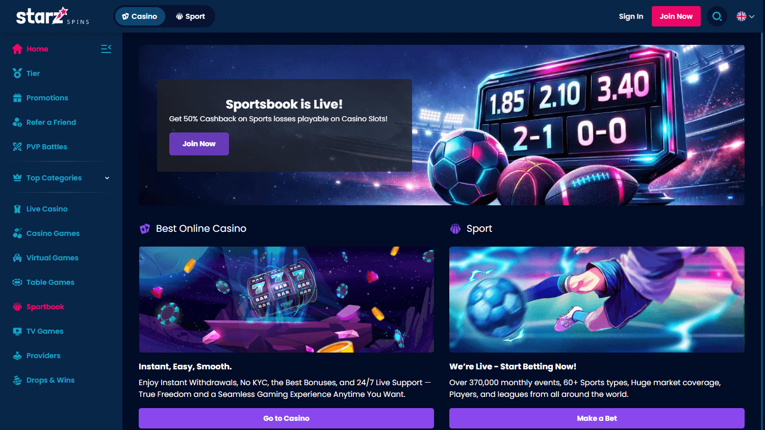 starzspins_casino_homepage_desktop