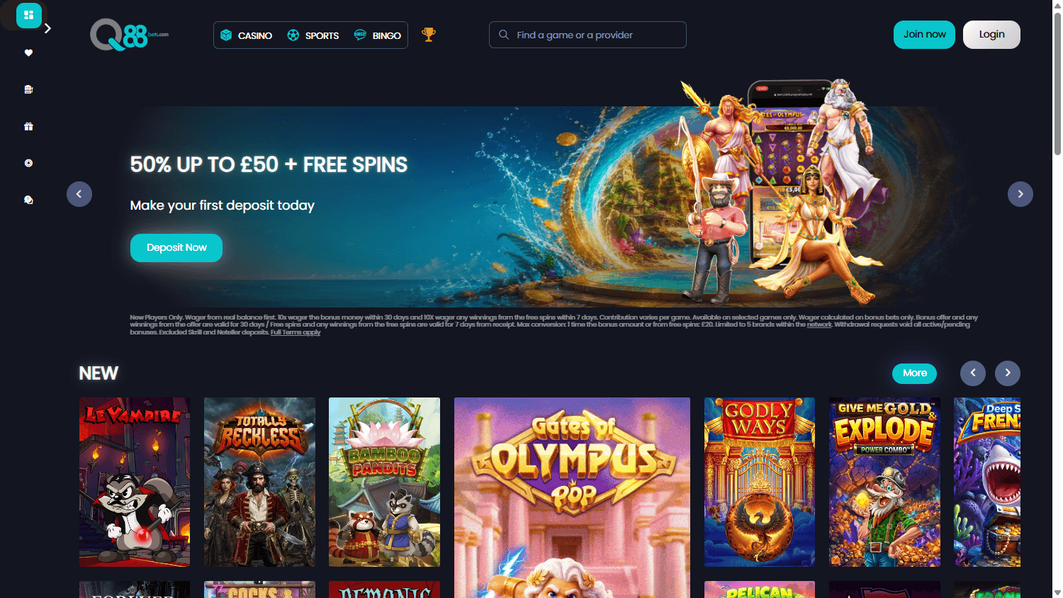 Q88Bets_Casino_homepage_desktop