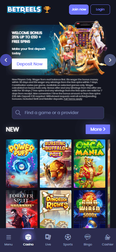 Betreels_Casino_homepage_mobile