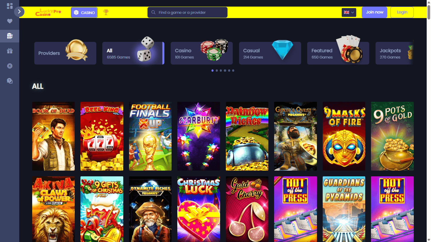 LuckyPro_Casino_game_gallery_desktop