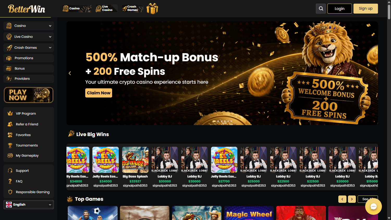 BetterWin_Casino_homepage_desktop