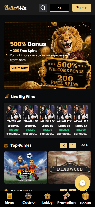 BetterWin_Casino_homepage_mobile