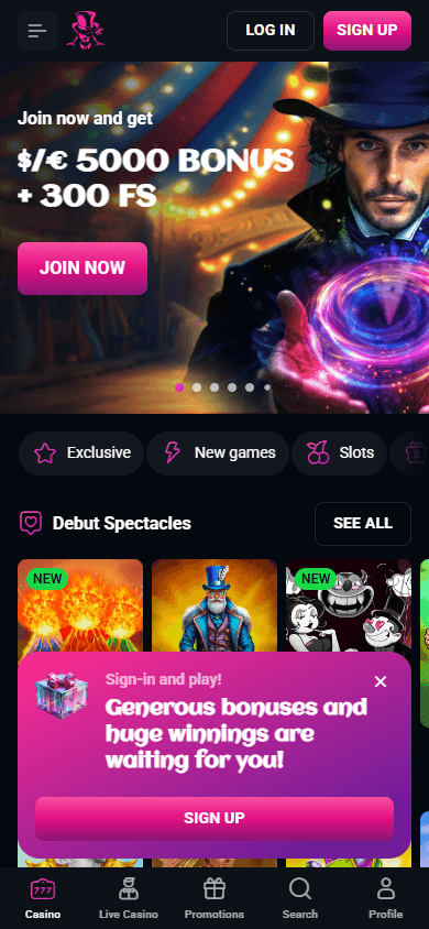 spinsup_casino_homepage_mobile