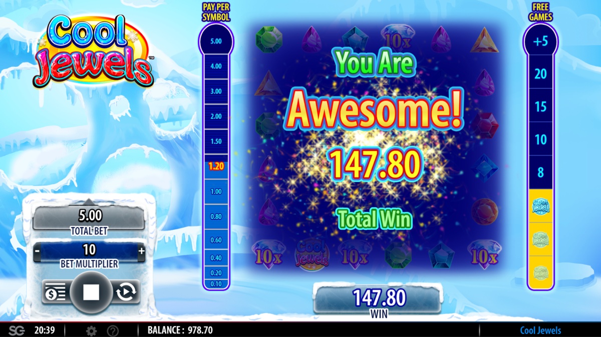 Cool Jewels Free spins big win
