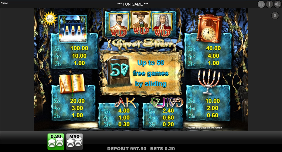 Ghost Slider full paytable