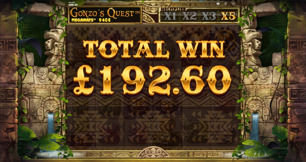 Gonzo's Quest Megaways max multiplier win