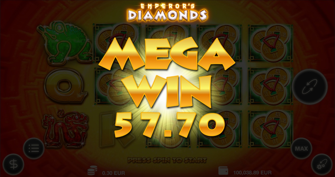 Emperor's Diamonds single spin big win