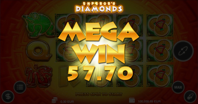 Emperor's Diamonds single spin big win