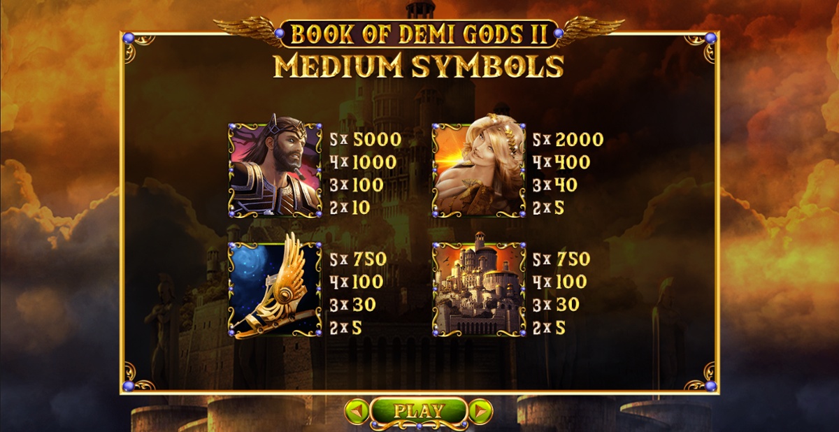 Book of Demi Gods II high symbols paytable