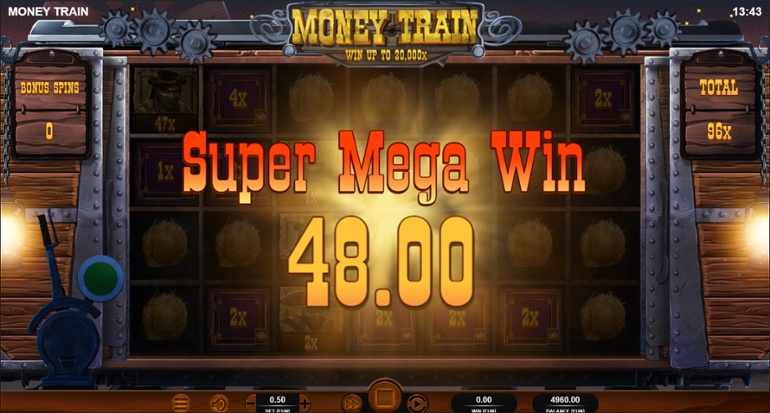 Money Train slot big win in Bonus feature
