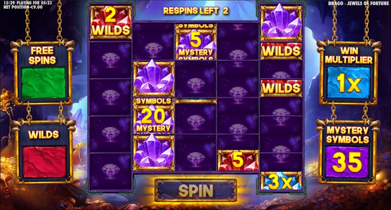 Drago - Jewels of Fortune: Free spins respin feature