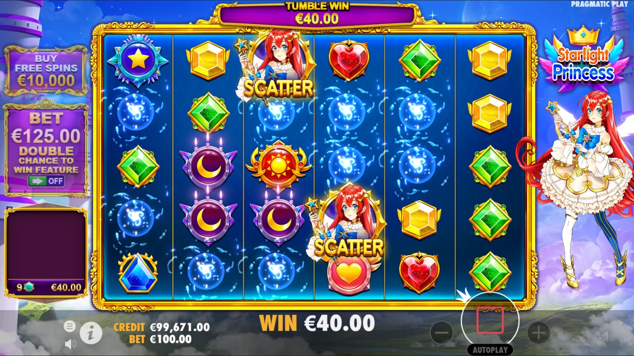 Starlight Princess slot with cascade system wins