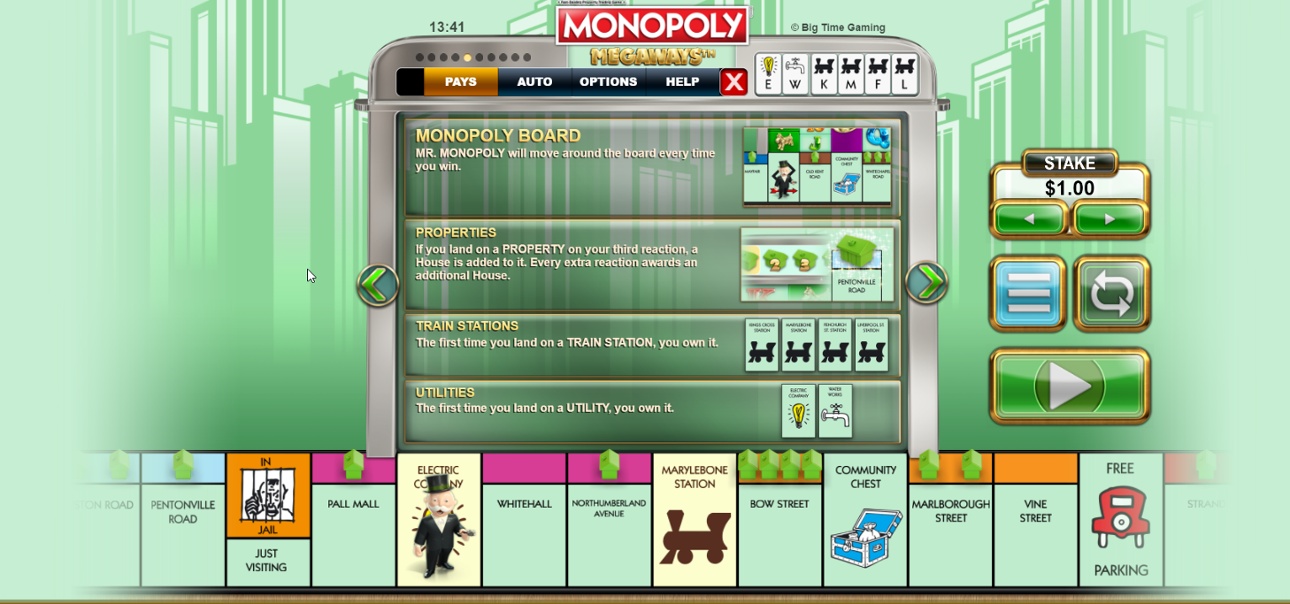 Monopoly Megaways boardgame reel rules
