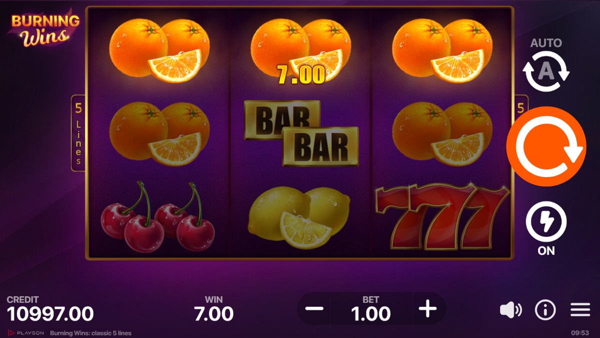 Burning Wins Classic 5 Lines win