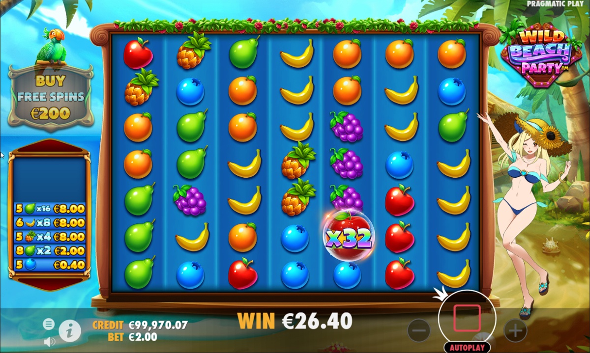 Wild Beach Party slot - multiplier win