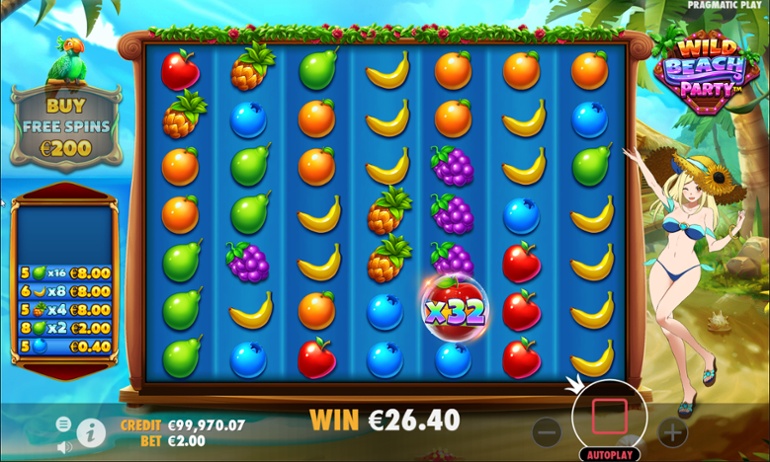 Wild Beach Party slot - multiplier win