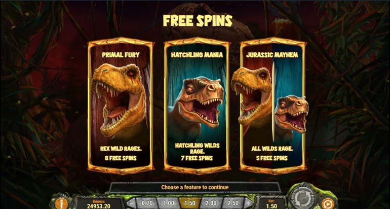 Raging Rex 2 - Free spins choice