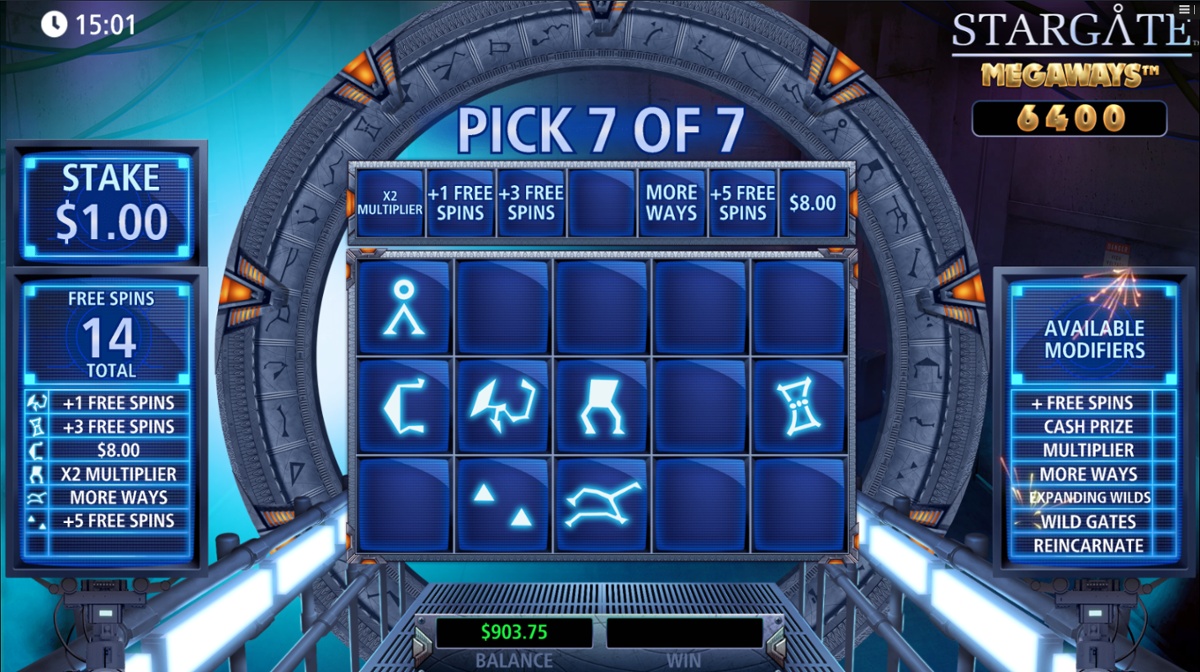 Stargate Megaways - up to 7 free spins bonuses