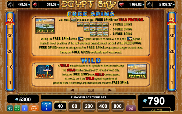 Rules of Egypt Sky bonuses