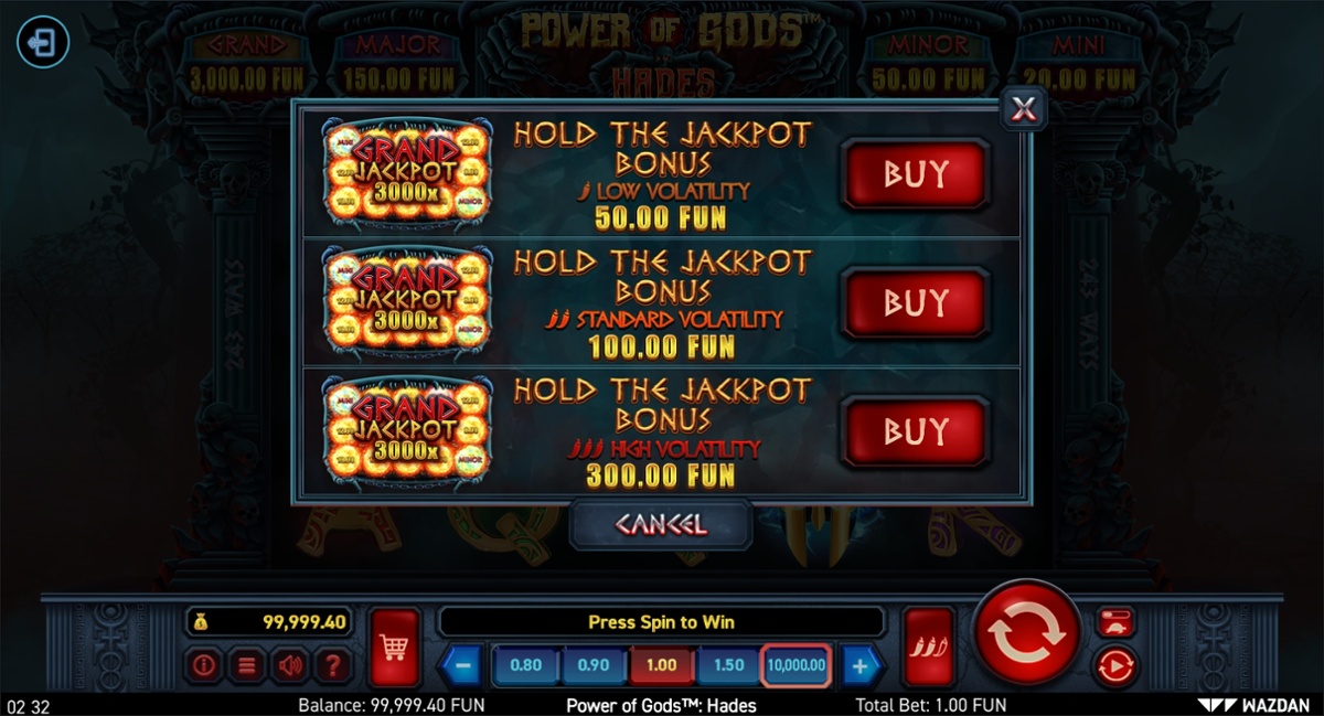 Power of Gods: Hades - the Buy-in Bonus options