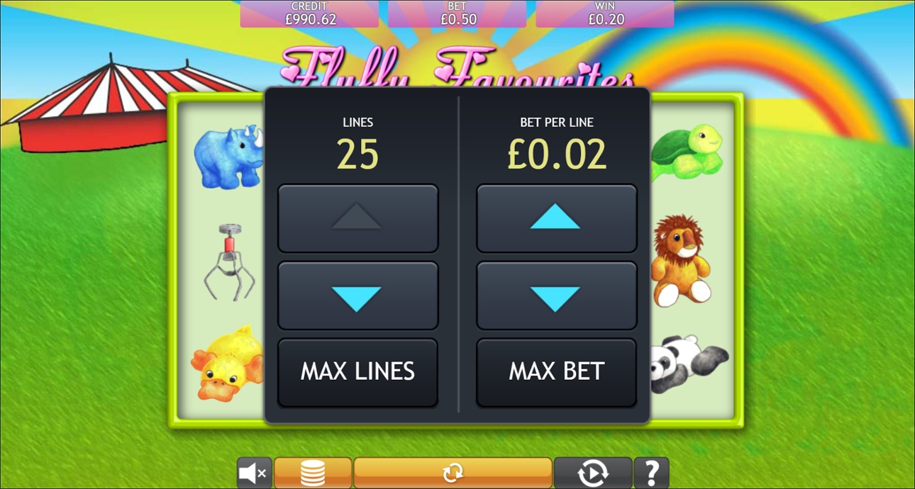 Fluffy Favourites slot - Betting options
