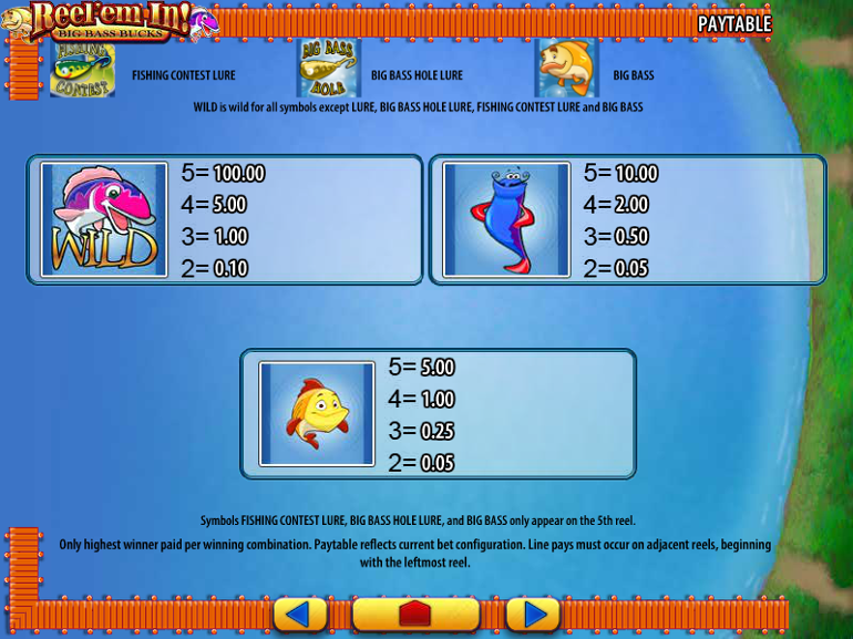 Reel'em In high symbols paytable