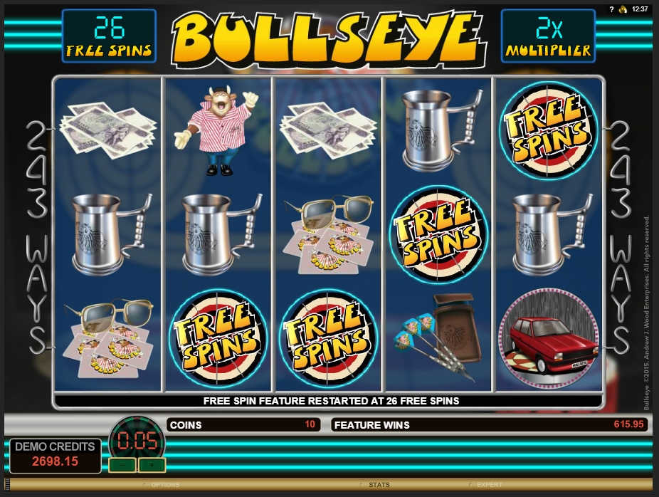 Bullseye additional free spins