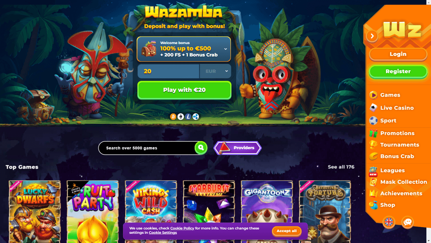 wazamba_casino_homepage_desktop