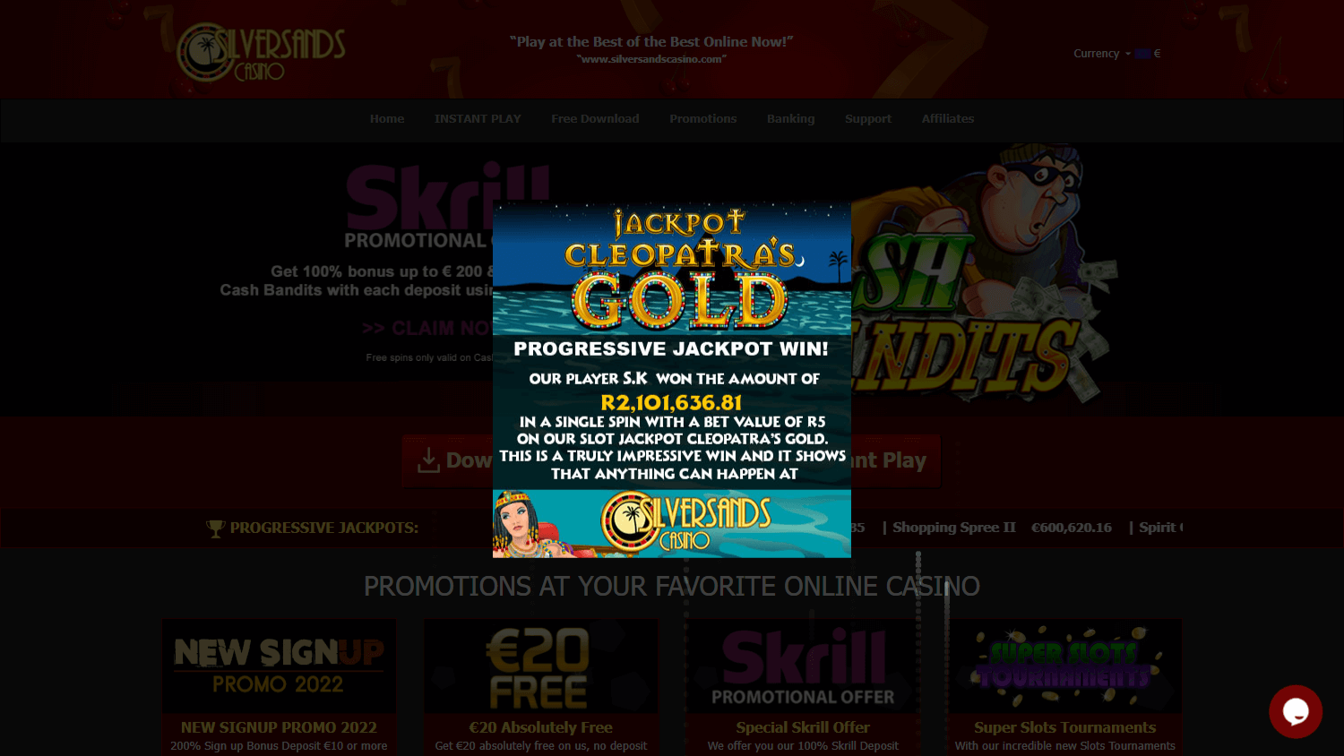 silversands_casino_homepage_desktop