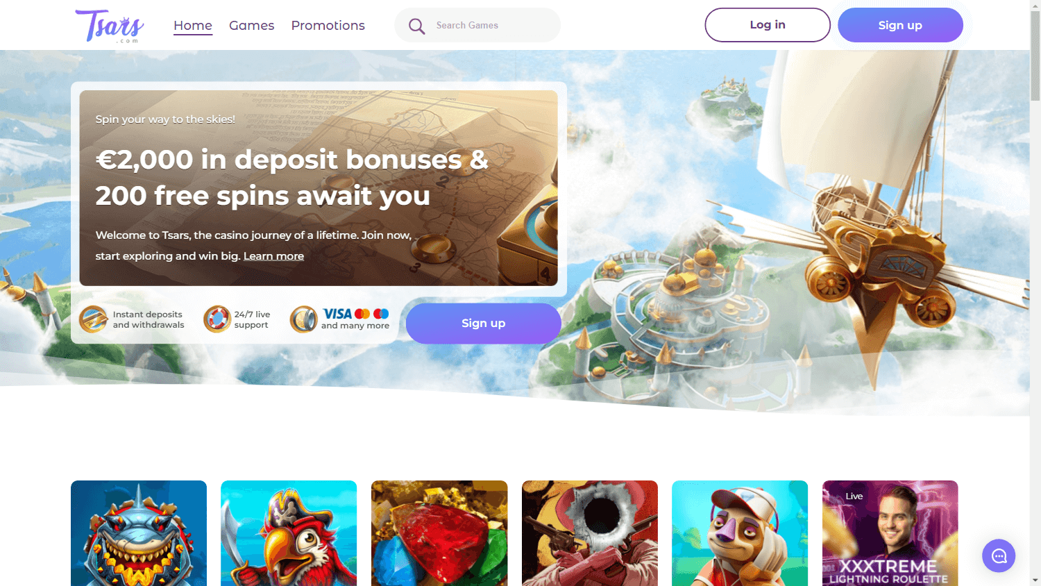 tsars_casino_homepage_desktop