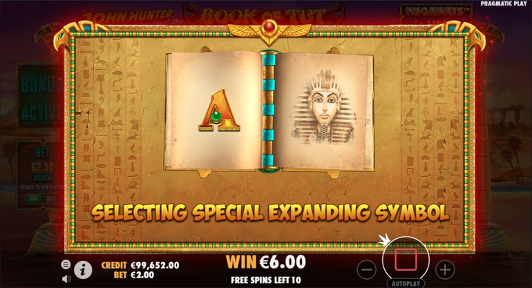 Book of Tut Megaways free spins feature