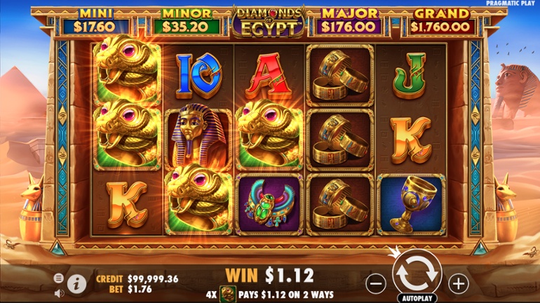 Diamonds of Egypt slot win