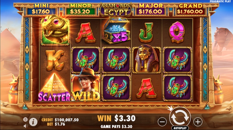 Diamonds of Egypt - Multiplier Wild win