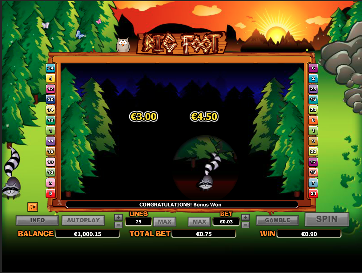 Bigfoot bonus game