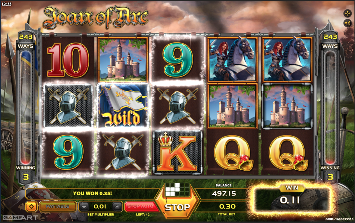 Joan of Arc wild symbol win