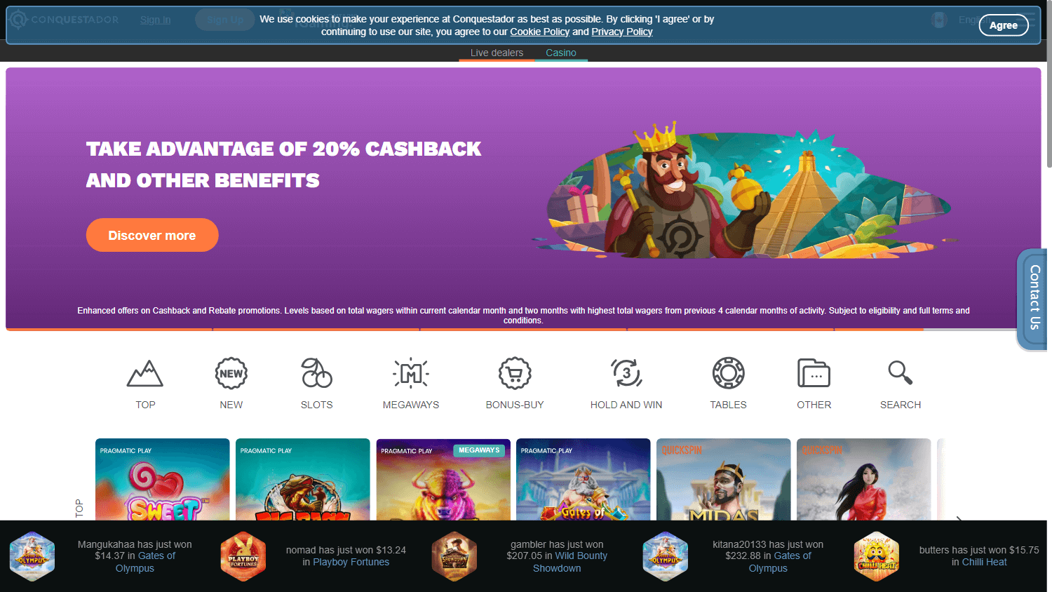 conquestador_casino_homepage_desktop