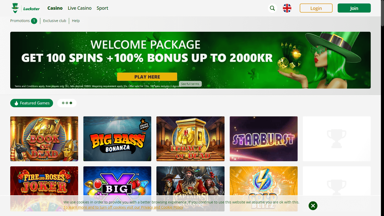 luckster_casino_homepage_desktop