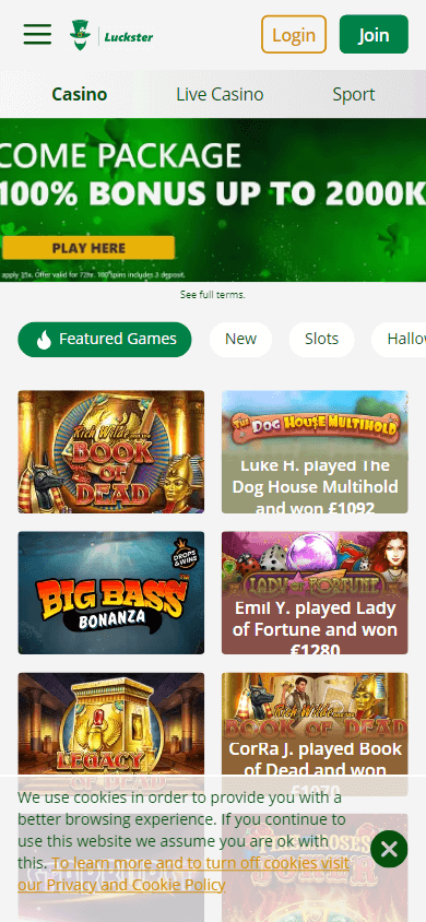 luckster_casino_homepage_mobile
