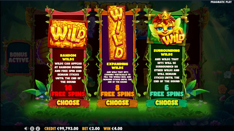 3 Buzzing Wilds - Free Spins choices
