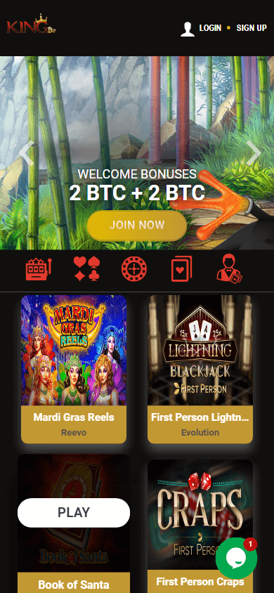 kingbit_casino_homepage_mobile