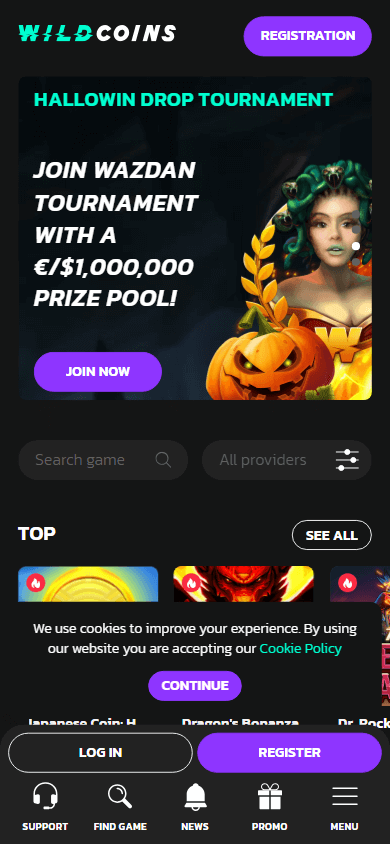 wildcoins_casino_homepage_mobile