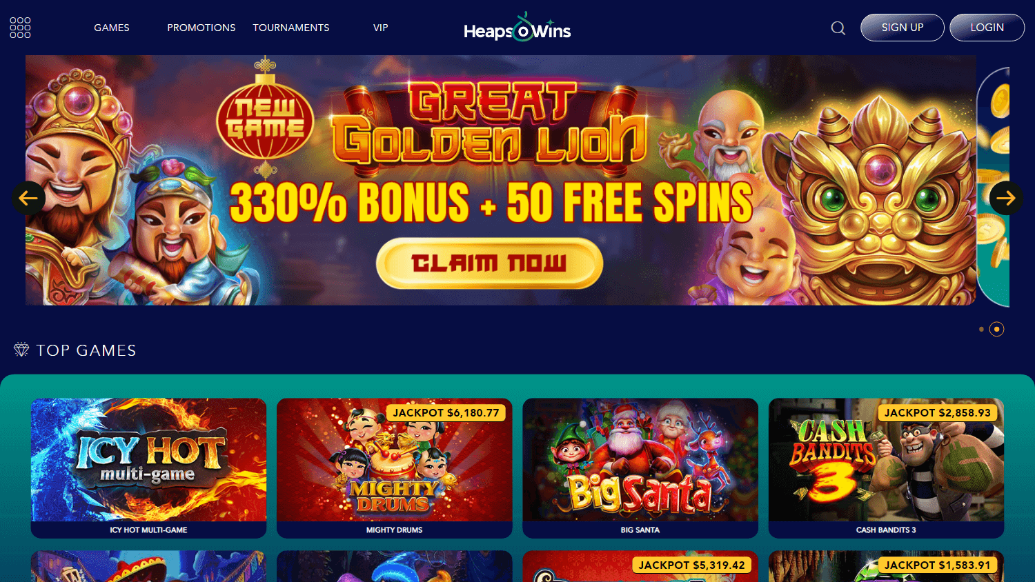 heaps_o_wins_casino_homepage_desktop