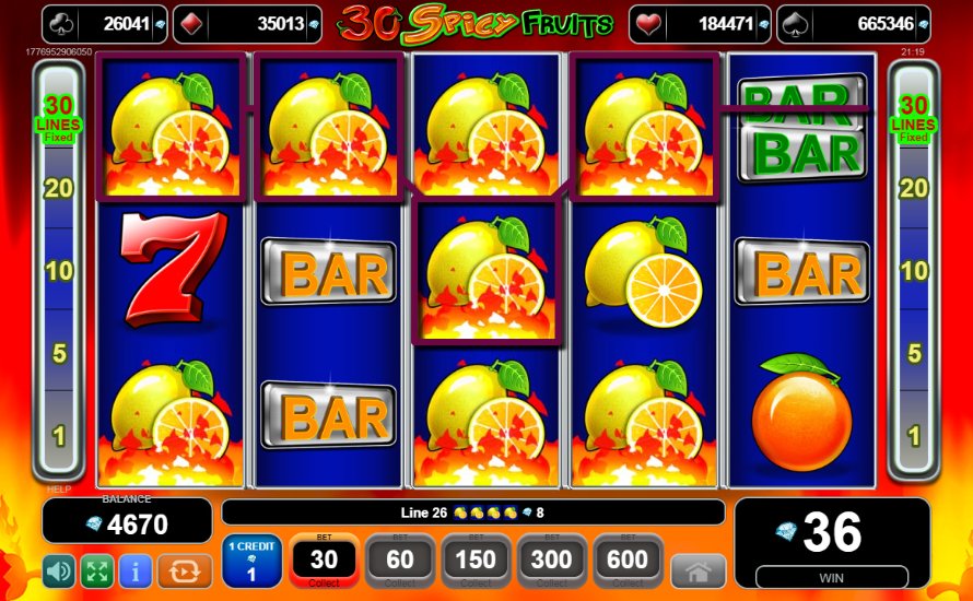 30 Spicy Fruits stacked symbols win