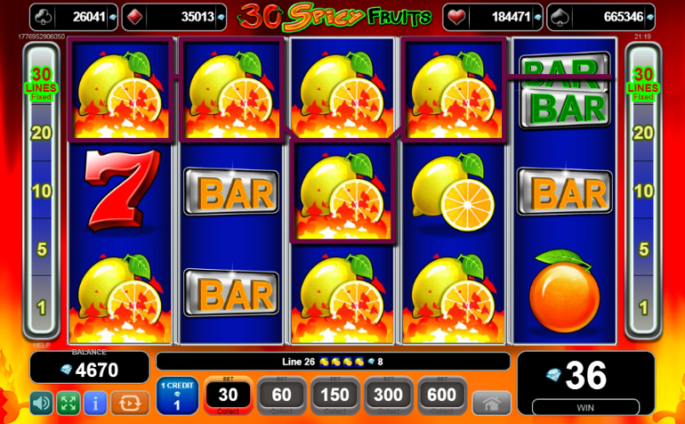 30 Spicy Fruits stacked symbols win