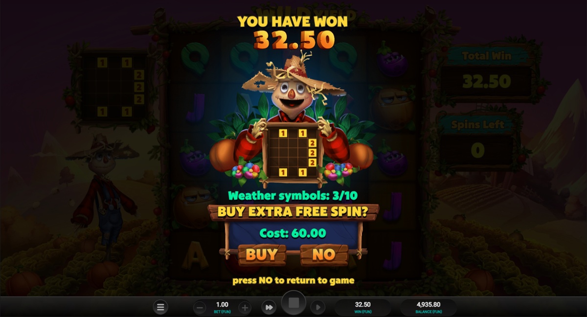 Wild Yield slot - Extra spin buy option
