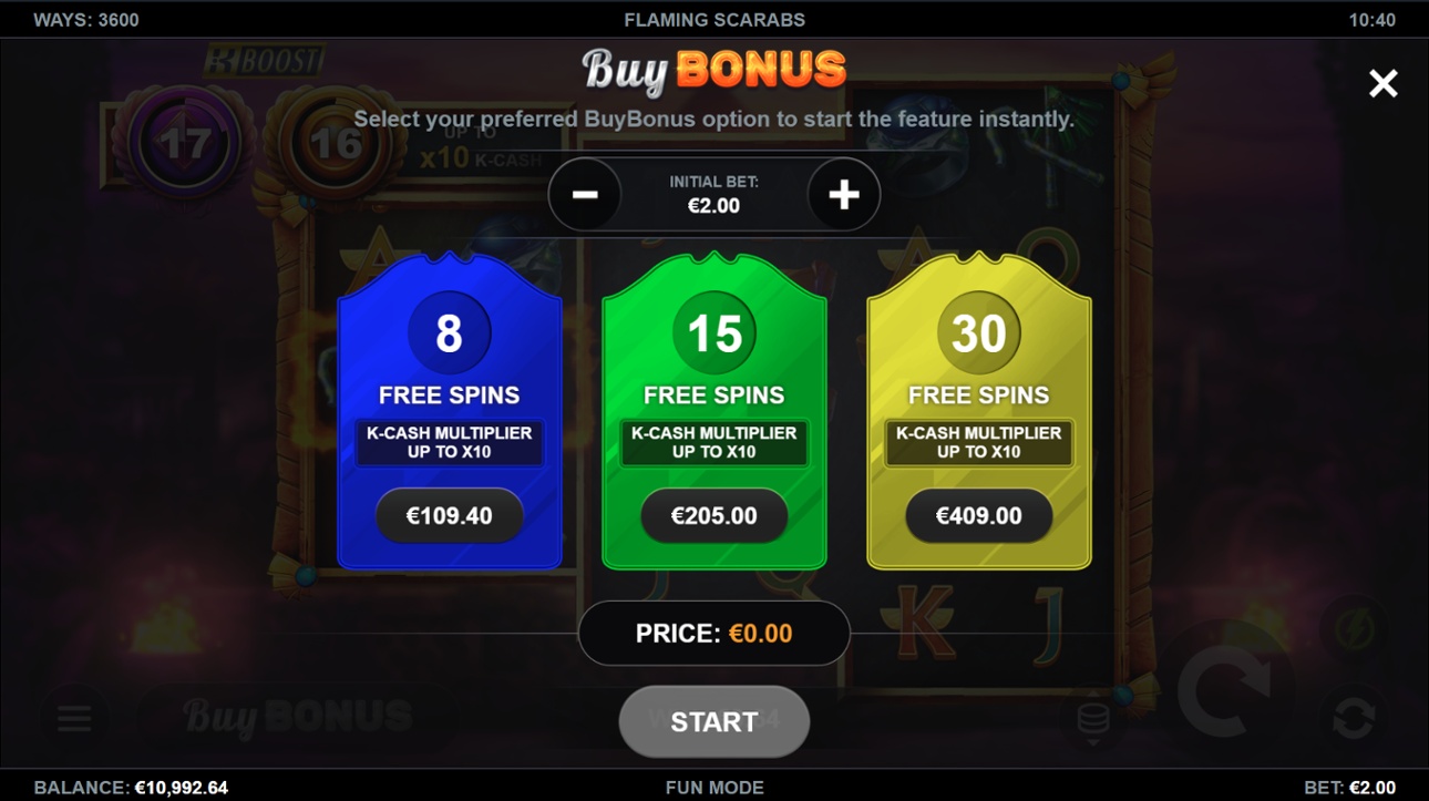 Flaming Scarabs - Buy Bonus options